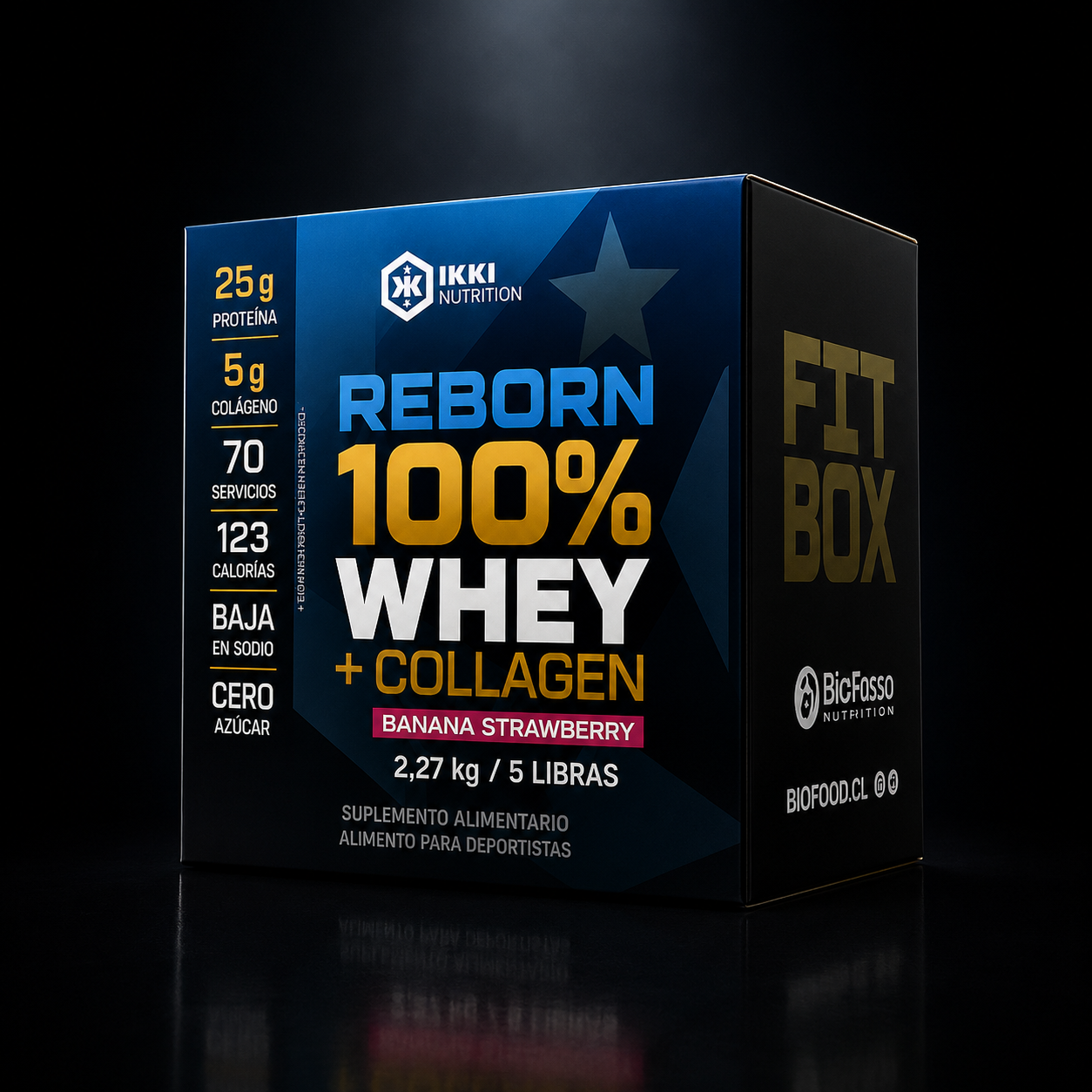 REBORN 100% WHEY + COLLAGEN [Fit Box 5LB / 3 Sabores a Elección]